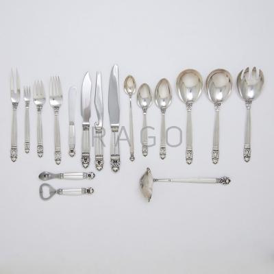 Appraisal: GEORG JENSEN ACORN SILVER FLATWARE Eight piece partial place setting