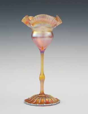 Appraisal: A Signed Tiffany Floriform Orange Favrile Vase Iridescent glass with