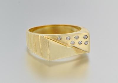 Appraisal: A Gentleman's Gold and Diamond Ring k yellow gold ring