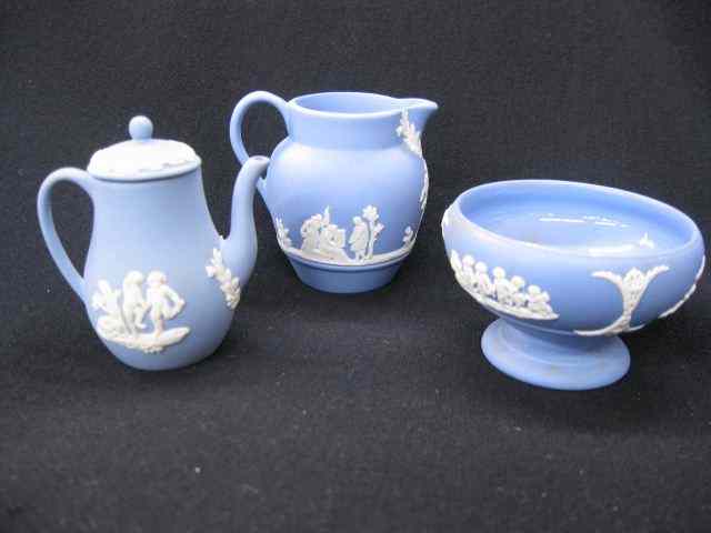 Appraisal: Wedgwood Jasperware Minatures blue coffeepot pitcher compote tallest is ''