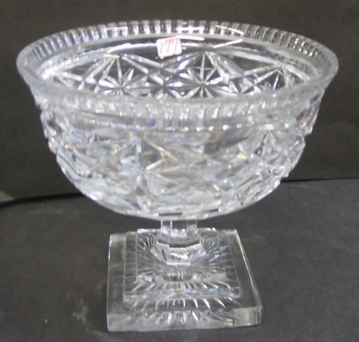 Appraisal: A CUT CRYSTAL PEDESTAL FRUIT BOWL hand engraved and cut