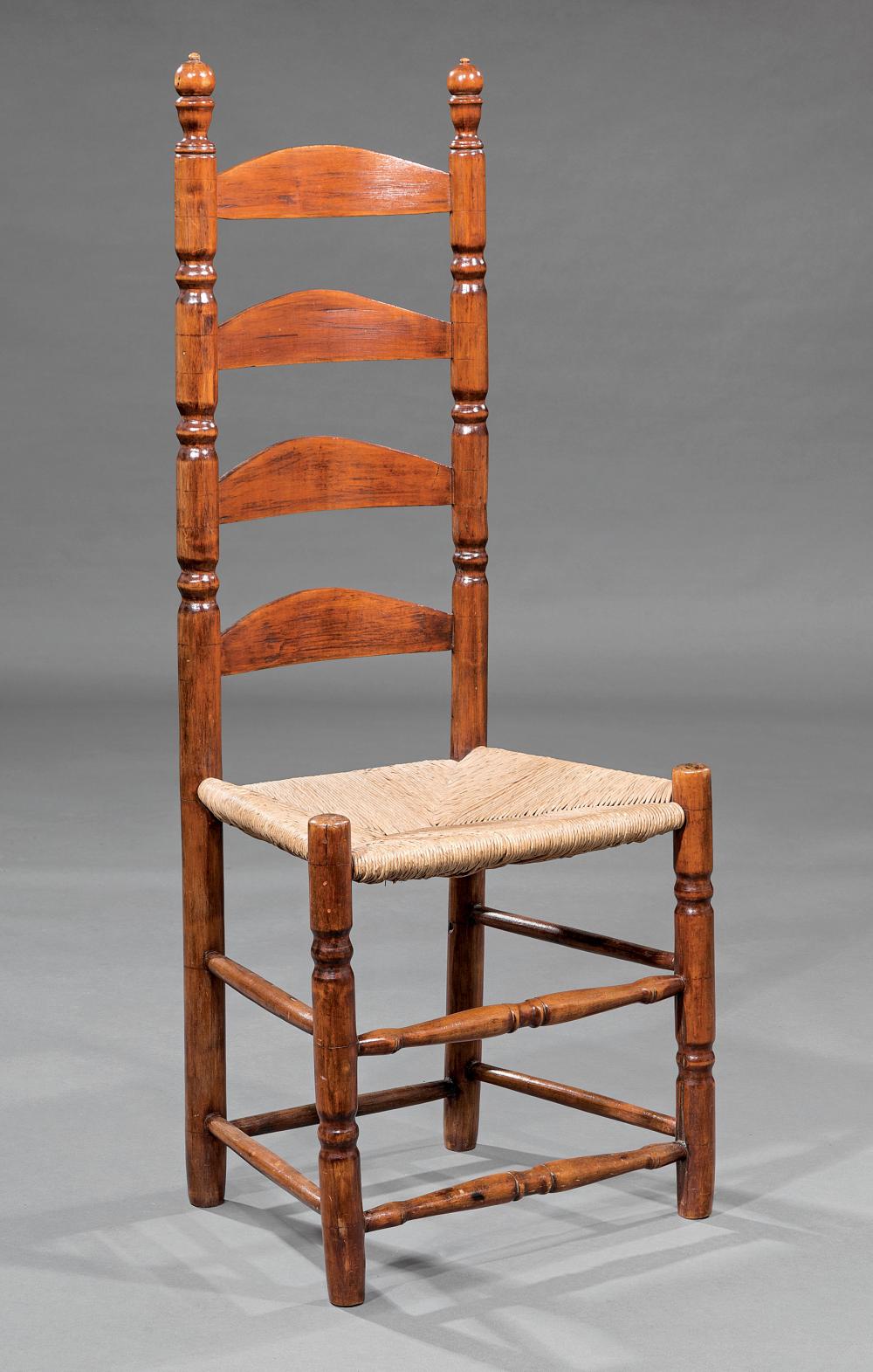 Appraisal: American Maple Ladderback Side Chair late th c arched slats