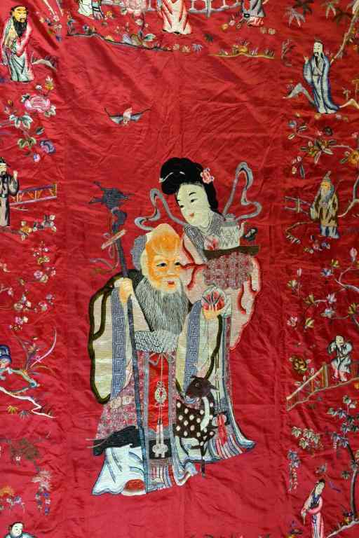 Appraisal: Chinese Qing Kesi TextileFinely woven to depict an elder and