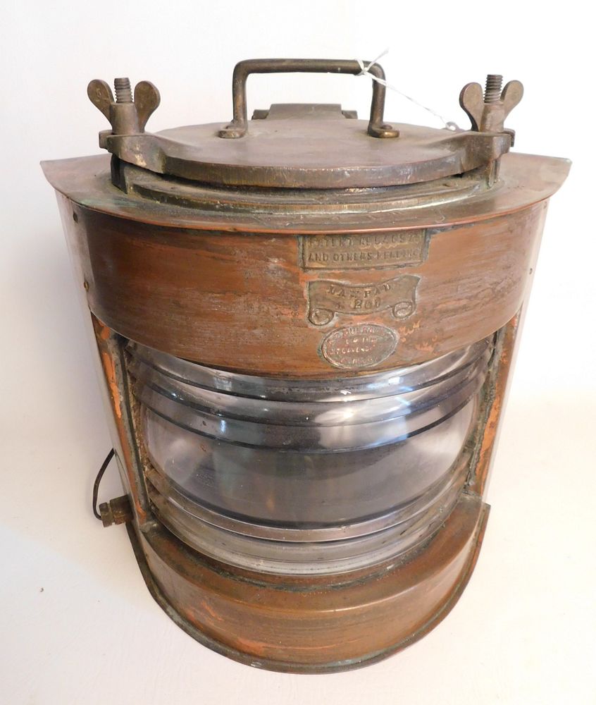 Appraisal: GLASGOW MARINE LANTERN Heavy antique copper marine lantern electrified signed