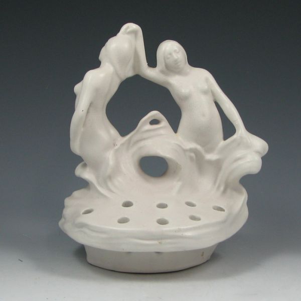 Appraisal: Weller double nude figural flower holder in ivory Uncommon design