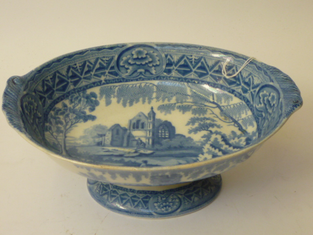 Appraisal: A DAVENPORT EARTHENWARE PEDESTAL DESSERT DISH early th century printed