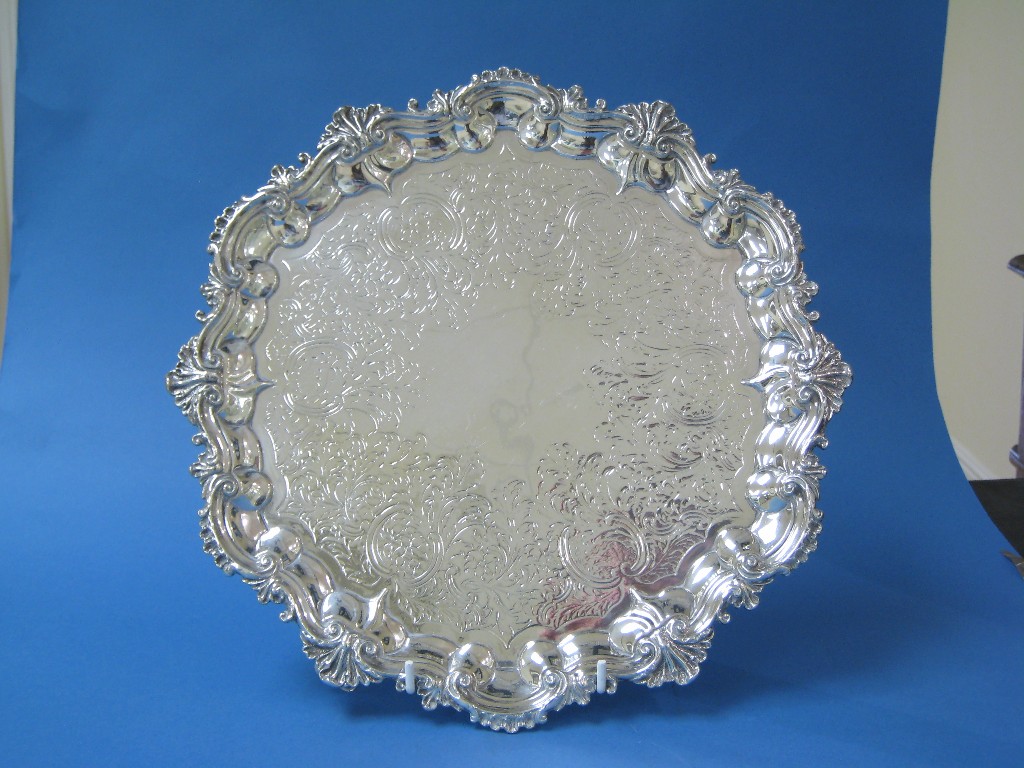 Appraisal: A Victorian circular Salver engraved crest and floral and leafage