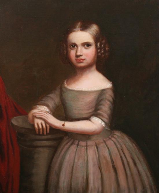 Appraisal: AMERICAN SCHOOL th century PORTRAIT OF A YOUNG GIRL oil