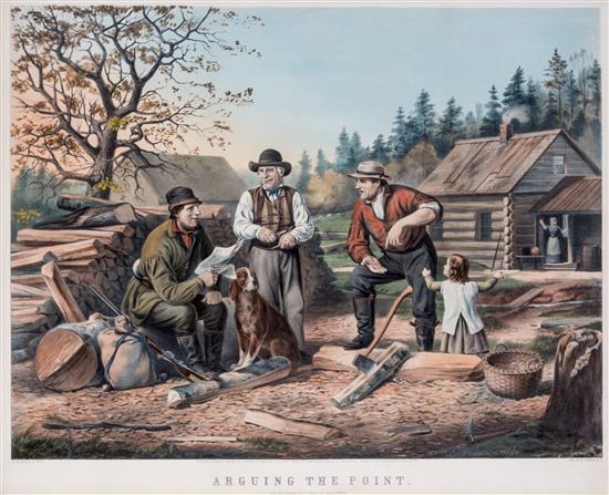 Appraisal: Sale Lot CURRIER IVES new york Arguing the Point hand-colored