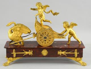 Appraisal: Regency ormolu and rouge marble clock attributed to Thomas Weeks