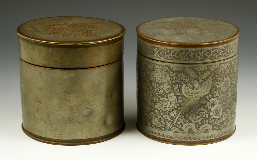 Appraisal: - Two Chinese Pewter Tea Caddies Two pewter tea caddies