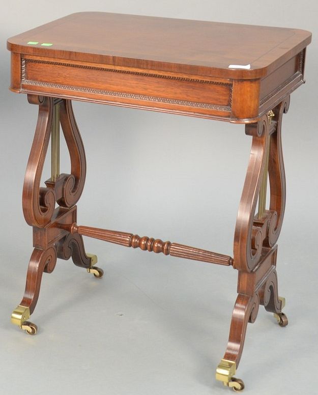 Appraisal: Contemporary mahogany table with lyre base ht in top x