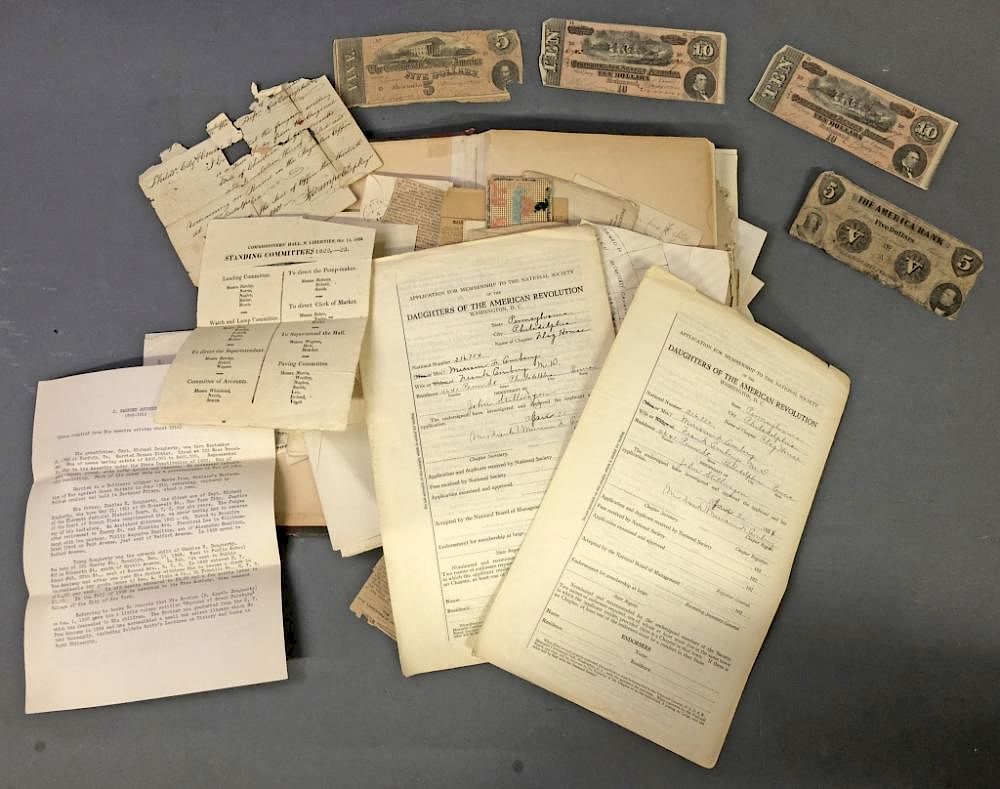 Appraisal: Grouping of Family Ephemera Family ephemera to include early letters