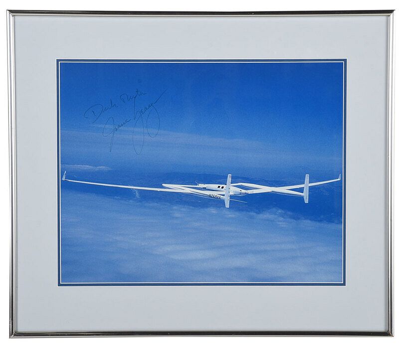 Appraisal: Signed Model Voyager Photo photograph from circumnavigation flight signed by