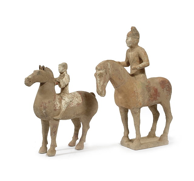 Appraisal: A Chinese 'Tang' standing pottery horse with riderthe horse standing