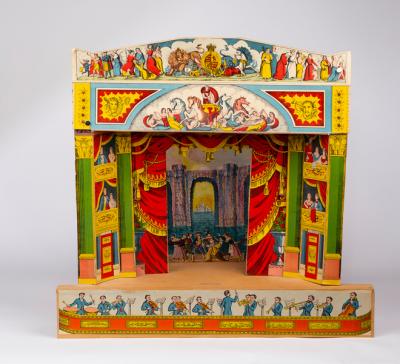 Appraisal: Juvenile Drama A cardboard theatre with curtains drapes royal boxes