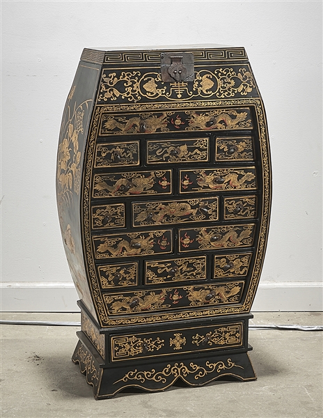 Appraisal: Chinese painted multi-drawer cabinet drawers depicting dragons chasing pearls metal