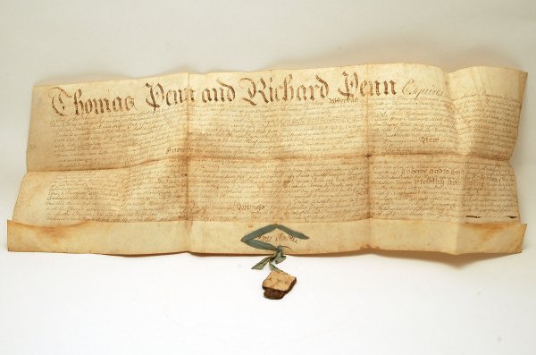 Appraisal: Vellum deed with attached wax seal conveying land in Hanover