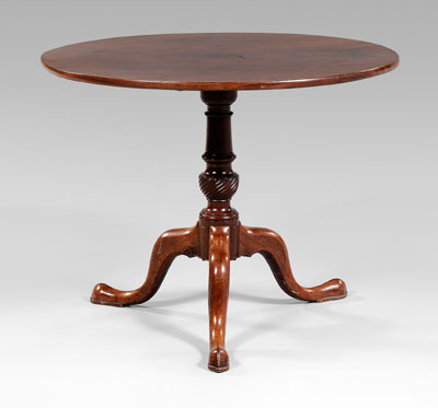 Appraisal: Chippendale tilt-top tea table highly figured single-board mahogany top tilting