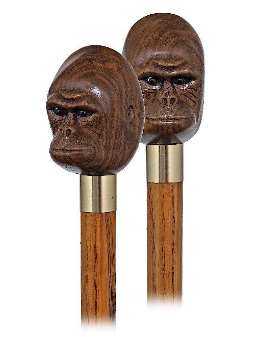 Appraisal: Gorilla Cane - th Century -Dark and striped tropical wood