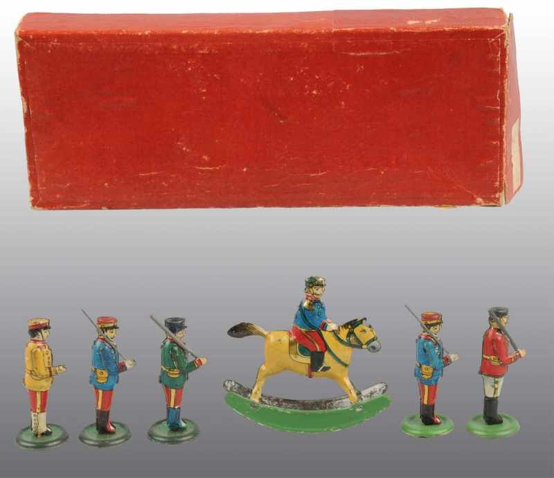 Appraisal: Lot of Tin Litho Soldier Penny Toys Description Japanese Pre-war