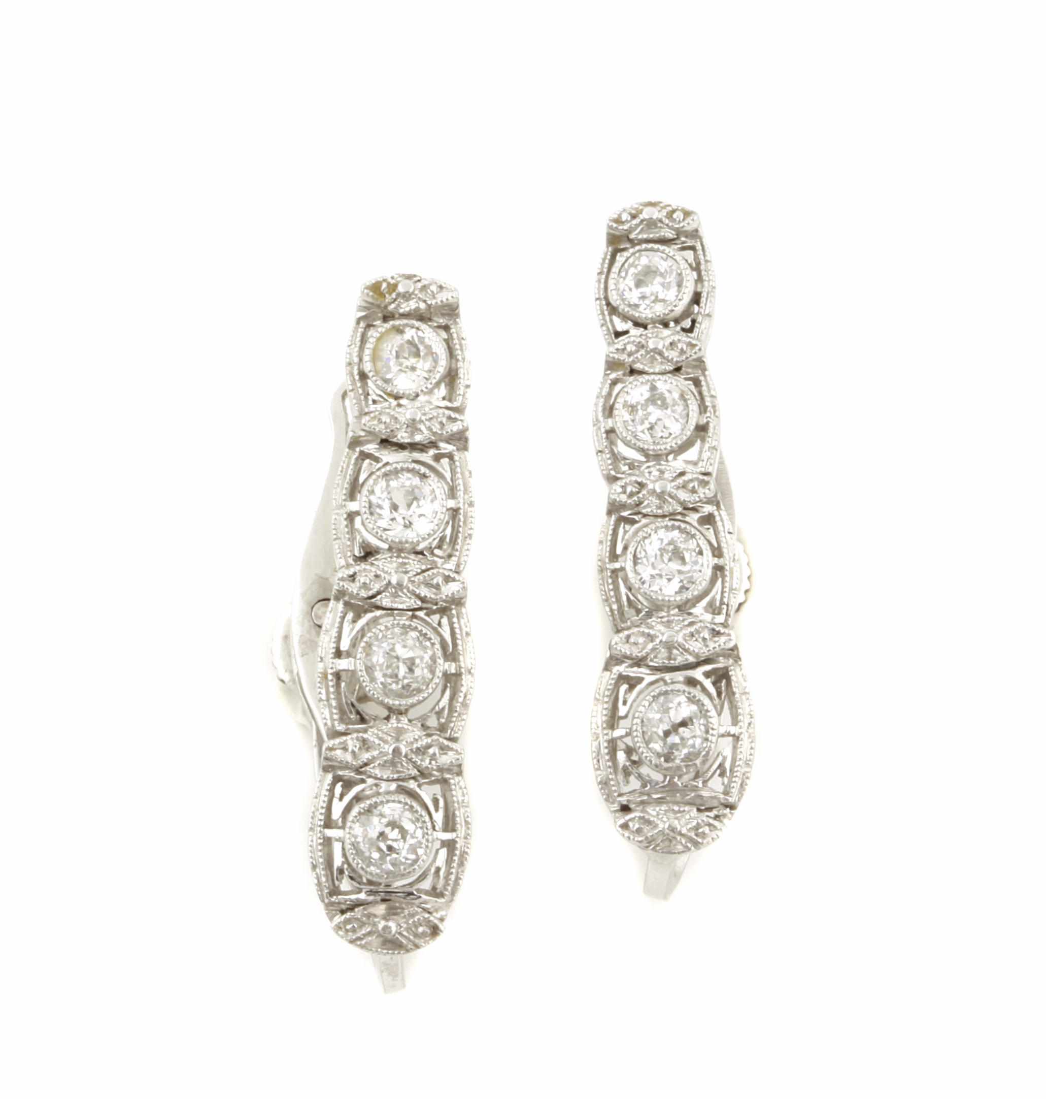 Appraisal: A pair of diamond and platinum earrings length in