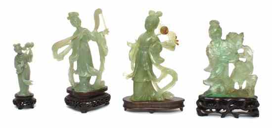 Appraisal: A Collection of Four Chinese Hardstone Beauties all depicted in