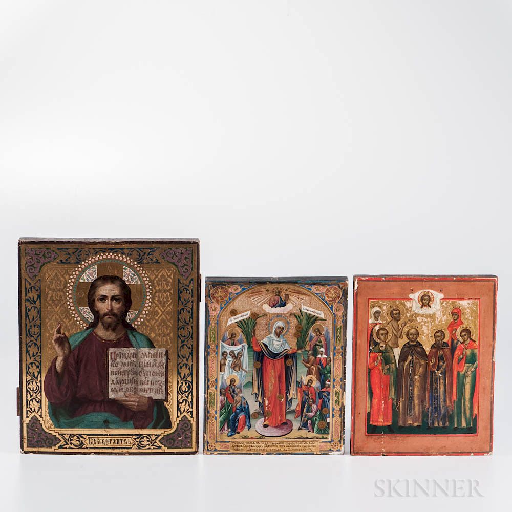 Appraisal: Three Russian Icons Three Russian Icons th century a family