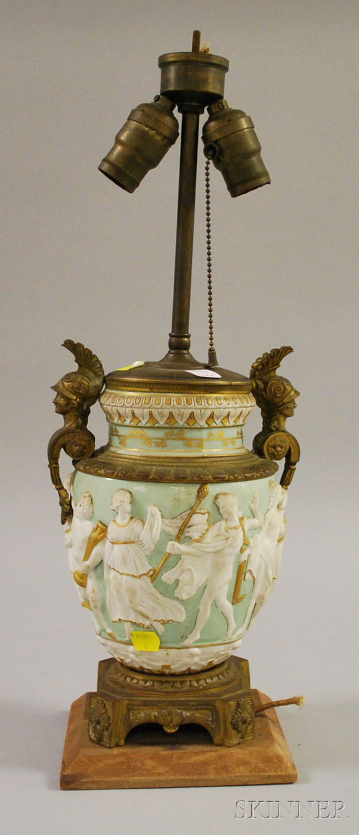 Appraisal: Etruscan Revival Gilt-metal Mounted Porcelain Table Lamp approx body ht