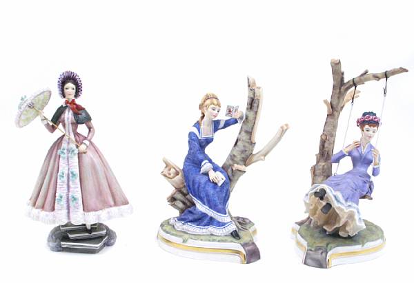 Appraisal: A group of eight Royal Worcester porcelain 'Victorian' figures height