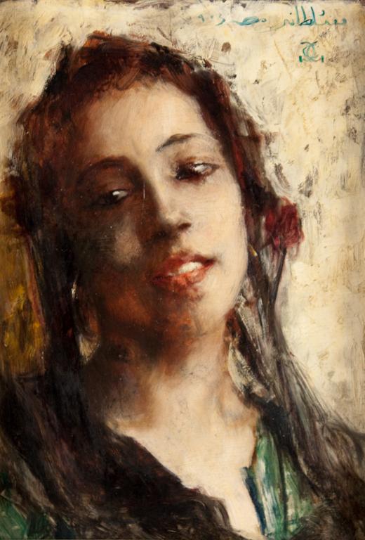 Appraisal: French School late th early th century Gypsy Girl oil