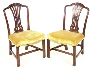 Appraisal: A pair of George III mahogany side chairs circa the