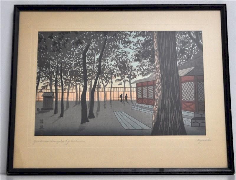 Appraisal: KOBAYASHI KIYOCHIKA WOODBLOCK YAKUMO SHRINE Daybreak at Yakumo Shrine Kanda