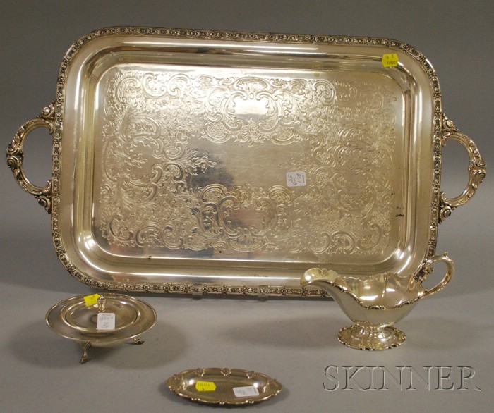 Appraisal: Three Sterling Tablewares and a Silver Plated Tea Tray a