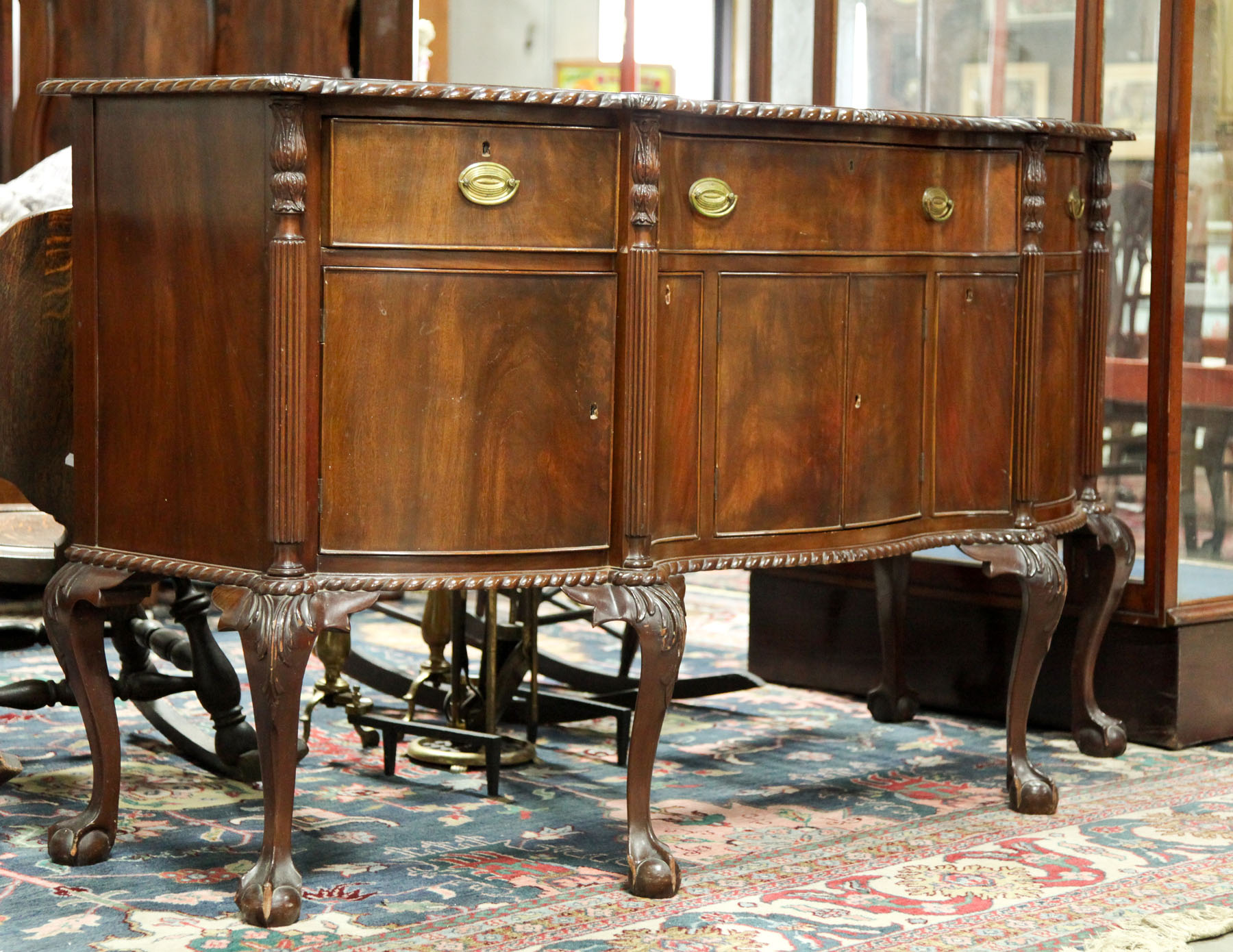 Appraisal: CHIPPENDALE STYLE SIDEBOARD American nd quarter th century Mahogany veneered