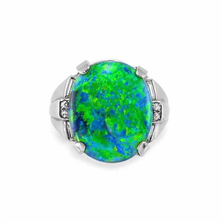 Appraisal: Black Opal and Diamond Ring Estimate -