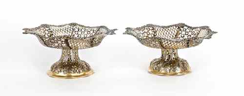 Appraisal: Pair of English silver reticulated baskets - and - bearing