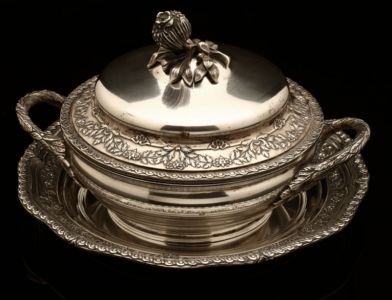 Appraisal: A Portuguese silver covered serving dish and underplate Mid- th