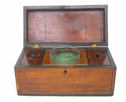 Appraisal: Mahogany inlaid tea caddyenglish early th century