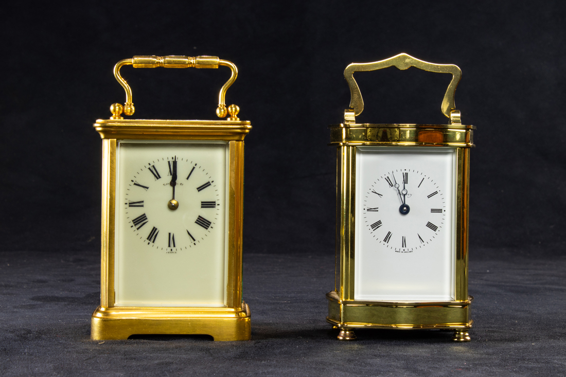 Appraisal: LOT OF FRENCH AND ENGLISH GILT BRASS CARRIAGE CLOCKS Lot