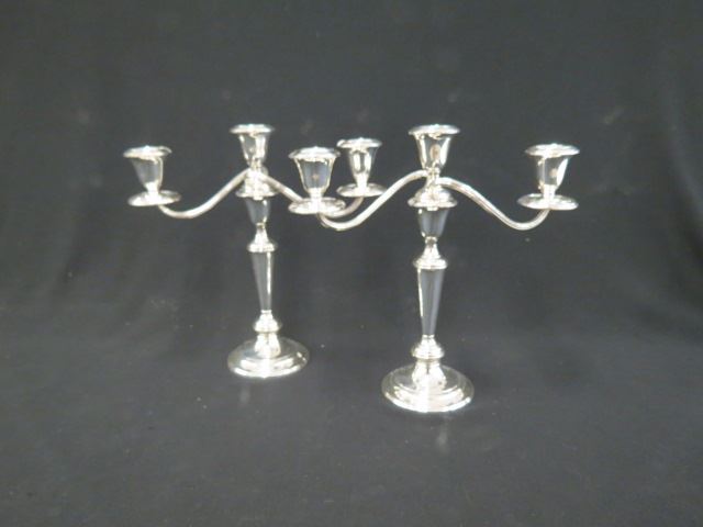 Appraisal: Pair of Gorham Sterling Silver Candelabras triple sconce convert to