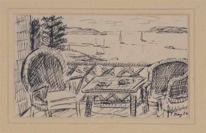 Appraisal: PAUL MAZE - PORCH VIEW Ink on paper signed and