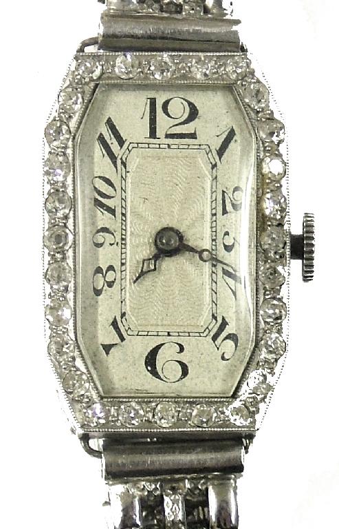 Appraisal: Platinum 's 's lady's cocktail watch the bezel set with