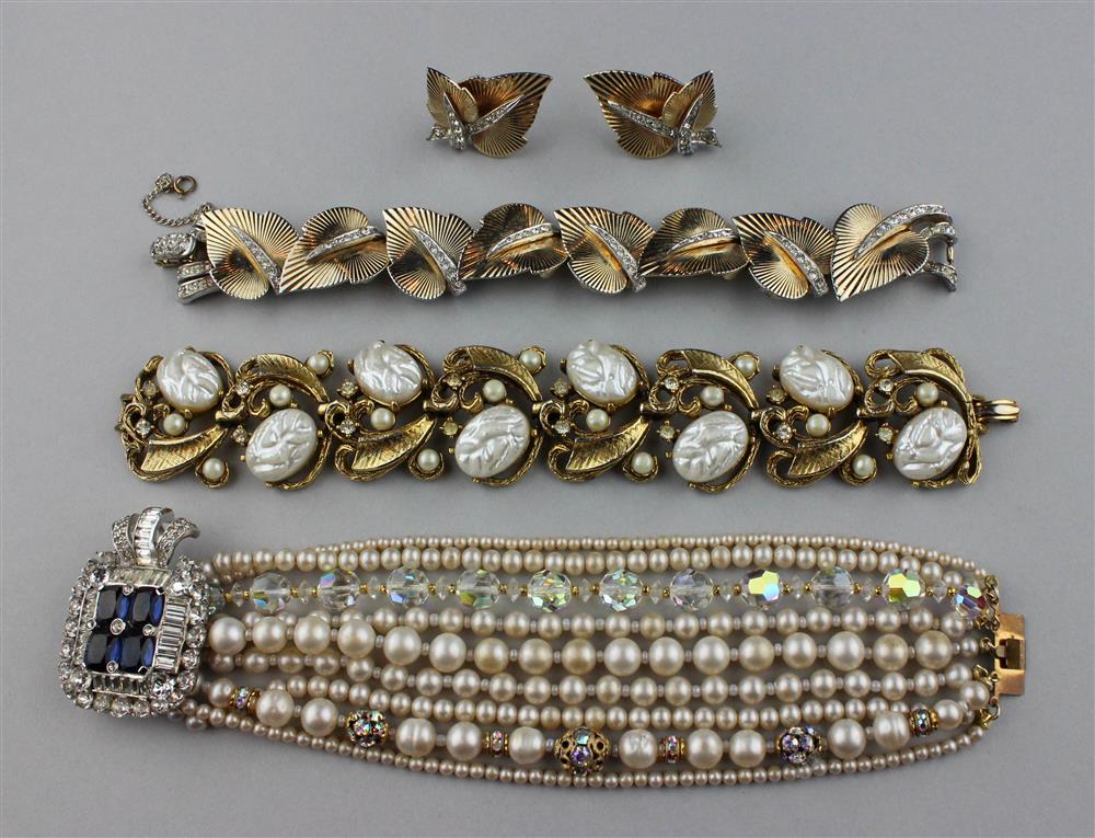 Appraisal: ART BRACELET BOUCHER BRACELET AND EARRINGS AND A VENDOME BRACELET