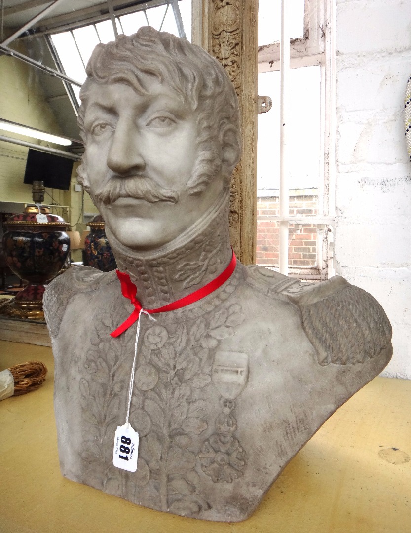 Appraisal: A French carved marble bust of a Napoleonic general th