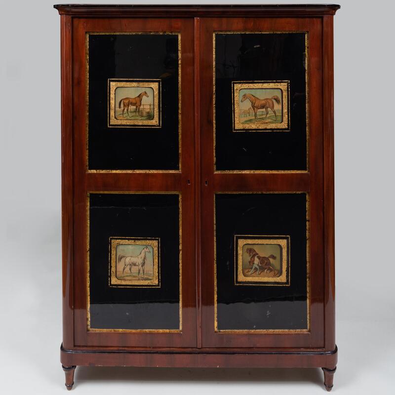 Appraisal: Louis Philippe Mahogany and Verre glomis Cabinet ft in x