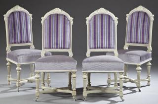 Appraisal: Set of Four Polychromed Beech Louis XVI Style Upho Set