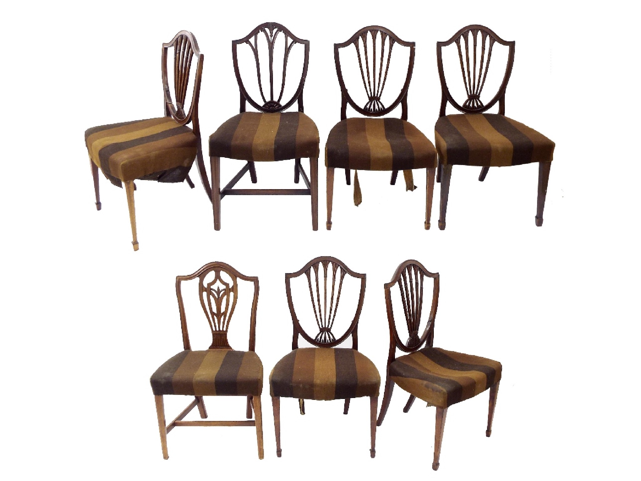 Appraisal: Harlequin set of seven Hepplewhite style dining chairs all with