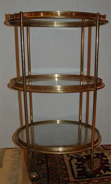 Appraisal: Brass and Glass Three-Tier Etagere Estimate nbsp nbsp nbsp -