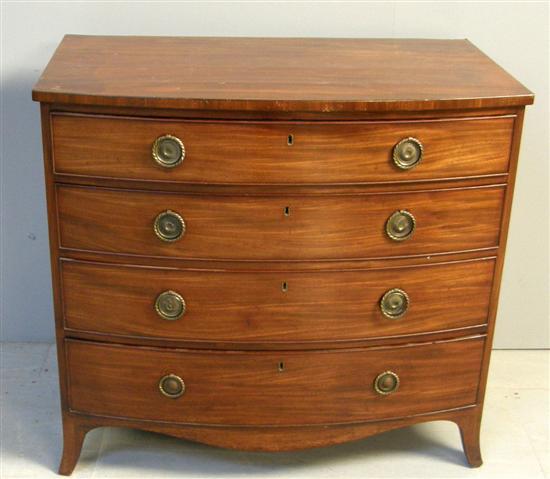 Appraisal: George III mahogany bowfronted chest of four drawers the top